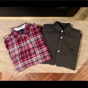 (2) Chaps & Nautica boys button down flannel shirts.
